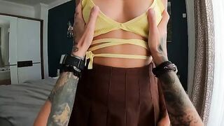 A gorgeous blowjob with a juicy cumshot on tits and in the mouth