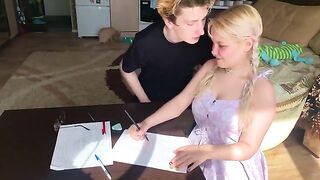 The student could not pass the subject, so she had to fuck the tutor