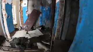An exhibitionist girl is walking in a ruin with her sexy bae