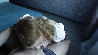 A young Russian schoolgirl agreed to do a blowjob for 200 dollars