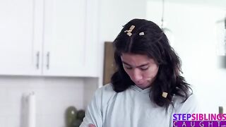 The guy is fucking his sexy stepsister Kyler Quinn in the kitchen