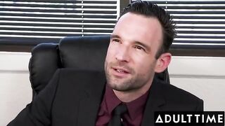 April Olsen gets bent over and fucked by her boss’ dick
