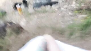 A chick is having fun with a stranger on the nude beach