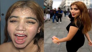 Submissive Latina teen Marina Gold gets fucked hard on the street by stranger