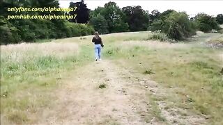 Couple fucked outdoors in the park, she loves public sex!