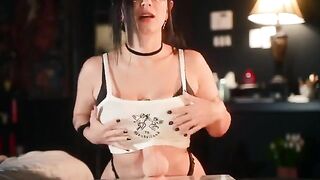Goth slut gets fucked by her new toy from Adam & Eve