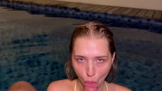 A hot California girl has sex in the pool with a guy