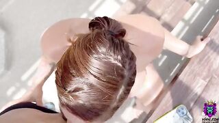 Busty Latina convinced to suck and fuck on the rooftop