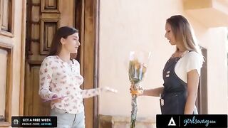 The owner of the flower shop wants to finger her crush so badly