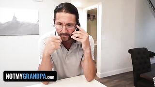 Pervert step-grandpa fucked blonde teen Britt Blair hard