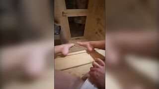 This guy masturbates in sauna and I deepthroat his cock