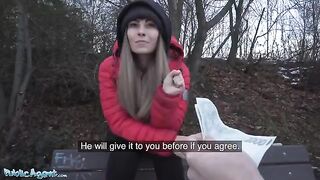 Busty brunette Dominno gets fucked in a hotel room by Public Agent