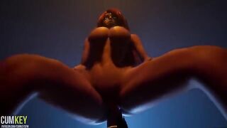 Busty woman fucked by a huge penis of a monster