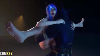 Furry girl mates with a man in a wild, animated encounter