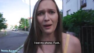 Czech beauty Stacy Cruz gets her big boobs out for cash in public