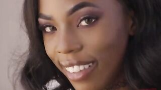 Petite ebony babe Sarah Banks gets her ass smashed hard in intense anal action
