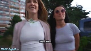 Lucky agent makes a daring casting in the basement with two stunning Czech beauties