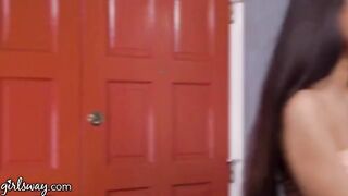 Eliza Ibarra caught with her stepmom in a compromising situation, featuring intense facesitting