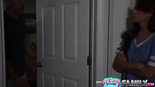 A tight teen gets creampied by her stepdad in a steamy scene