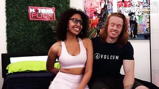 Redhead muscle dude fucked by Latina cock craving slut