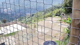 A sexy girl is fucking with a stranger farmer outdoors