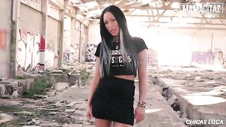 Brunette babe Deborah Diamond gets fucked in public with no shame