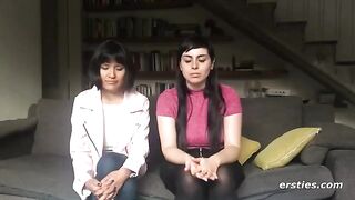 Two hot lesbian friends have a great sex with a strapon dildo
