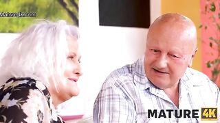 A mature woman seduces a guy and fucks in front of her husband