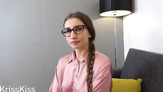 A hot girl is having fun with her English tutor at home
