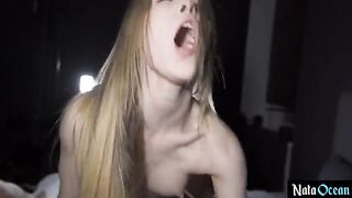 Petite teen gets her tight pussy smashed hard