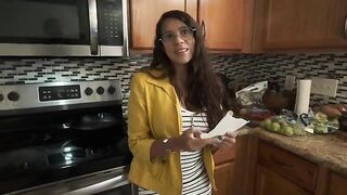 My stepmom's big ass wakes me up with a bang when my dad's away