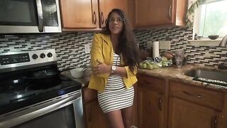 My stepmom's big ass wakes me up with a bang when my dad's away