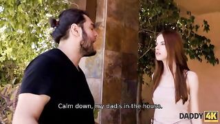 A beauty got acquainted with the father of her boyfriend in Daddy4K style