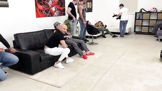 Monika Fox gets fucked by 7 cocks in hardcore gangbang