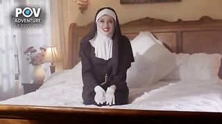 A sexy nun relieves the priest’s need for cock in POV