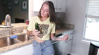 The appetizing beauty has a little rest and prepares for lunch
