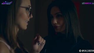 Strap-on sex with Halloween costumes and lesbian passion