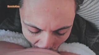 The guy caressed his sleeping beauty in sexy pajamas and licked her Pussy