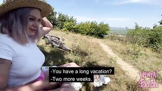 A hot girl is fucking with a guy she met outdoors