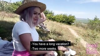 A hot girl is fucking with a guy she met outdoors