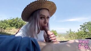 A hot girl is fucking with a guy she met outdoors