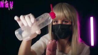 A crazy nurse in latex will make you cum twice from an unreal handjob