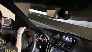 Pervert dude banged slut in car at the parking lot, she gave him a deepthroat blowjob