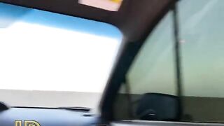 Pervert dude banged slut in car at the parking lot, she gave him a deepthroat blowjob
