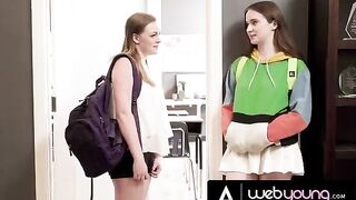 Horny college girl Hazel Moore eats her bestie's wet pussy in class