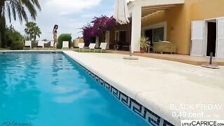 Little Caprice has sex with a foreigner and sucks his cock underwater