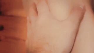 My wife with big tits fucks me and jumps on my cock, cumming on her tits