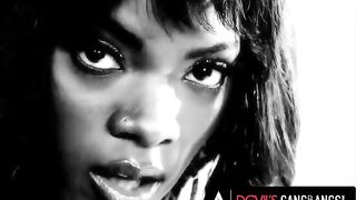 Black beauty Ana Foxxx gets her pussy destroyed by four white cocks in a gangbang