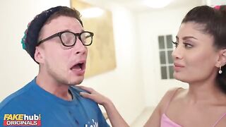 The hot Indian British model got her glasses all covered in cum