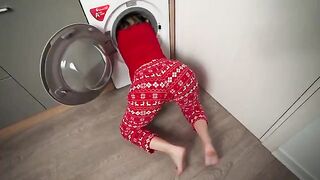 A Christmas gift for step-son: a hot step mom stuck in the washing machine